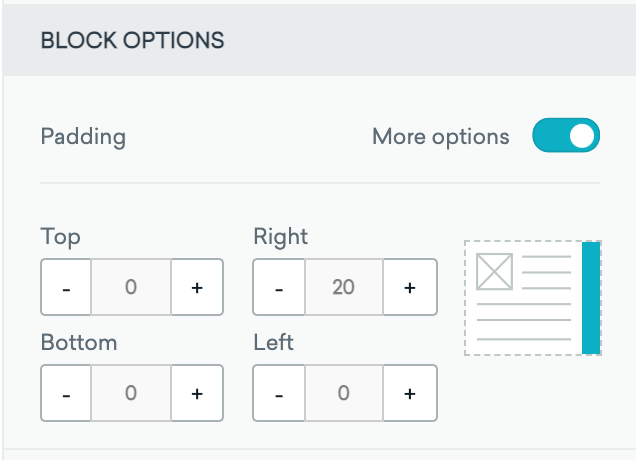 Options de bloc pour l'éditeur de glisser-déposer.