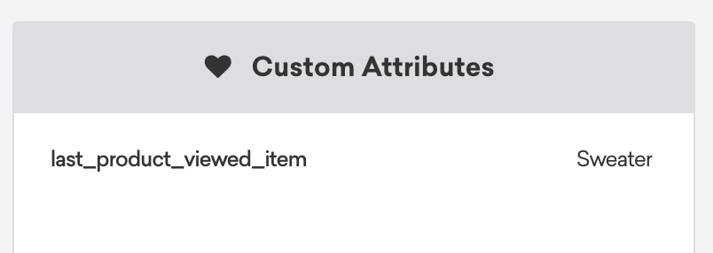 La section des attributs personnalisés d'un profil utilisateur indique que "last_product_viewed_item" est « Pull ».